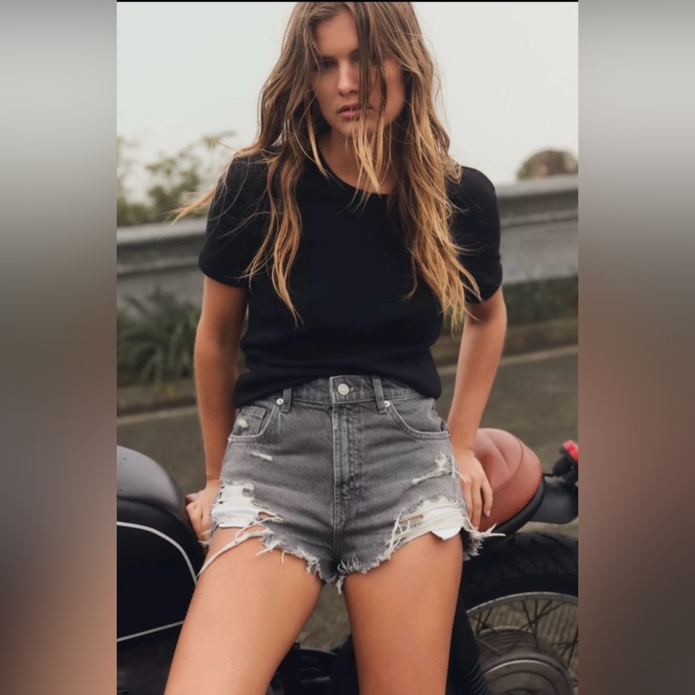 Zara High Rise Curved Shorts NWT